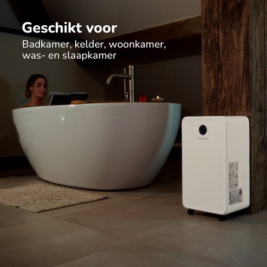 Bloomfold Luftentfeuchter - 16L pro Tag - inkl. Wasch-Trocken-Funktion - geeignet für Wohnzimmer, Schlafzimmer, Keller & Badezimmer - Luftentfeuchter - Weiß