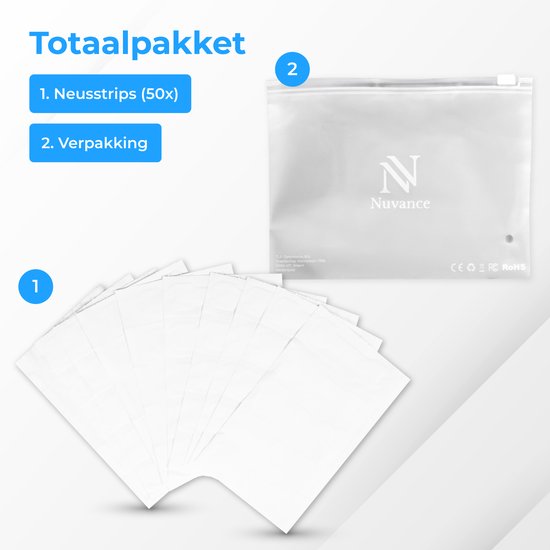 Nuvance - Nasenstreifen 50 Stück - Nasenpflaster - Transparent - Anti-Schnarch-Pflaster für guten Schlaf - Nasenspreizer - Schnarchstopp