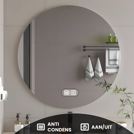Bayt Badezimmerspiegel - Badezimmerspiegel mit Beleuchtung - Runder Spiegel 60ø cm - Badezimmerspiegel mit Heizung - Wandspiegel - Dimmbar - Anti-Beschlag