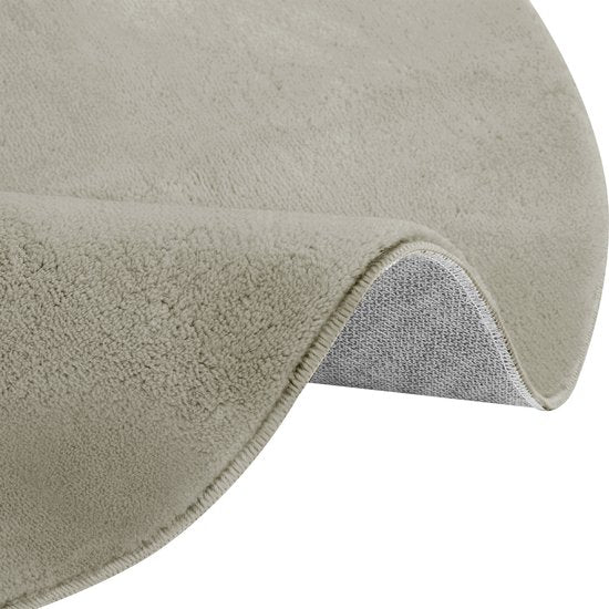 tectake® Kurzflorteppich - Rund - Ø120 cm - Sand - Teppich für Wohnzimmer, Schlafzimmer, Esszimmer - Pflegeleicht und waschbar - Anti-Rutsch-Unterlage - Allergikerfreundlich - Verschiedene Größen und Farben