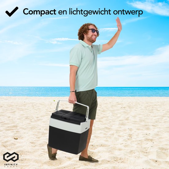 Infinity Goods Elektrische Kühlbox - 30L - Kühlbox - 12V und 230V - Kühlbox - Kühlen und Heizen - Schwarz