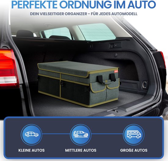 HELDENWERK Premium-Kofferraum-Organizer mit Deckel, stabil & rutschfest - Faltbare Kofferraumtasche, groß mit doppeltem Boden - Kofferraumbox, Kofferraum-Organizer-Box
