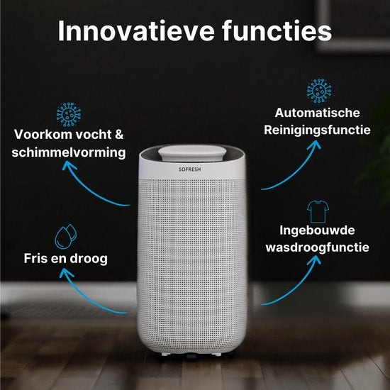 2x Sofresh Luftentfeuchter & Luftreiniger in 1 - Räume bis zu 40m² - Entfeuchtet 16L pro Tag - App-Steuerung - HEPA-Filter - Geräuschlos - Wohnzimmer, Schlafzimmer, Bad, Keller- Weiß