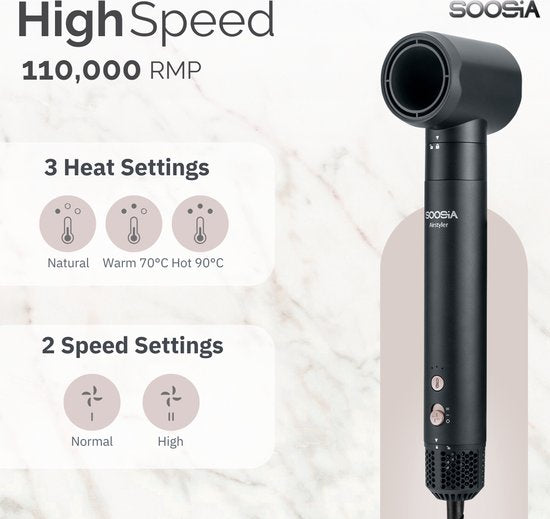 Soosia 6-in-1 Airstyler - Haartrockner & Lockenstab - Föhnbürste & Lockenbürste - Haarwickel