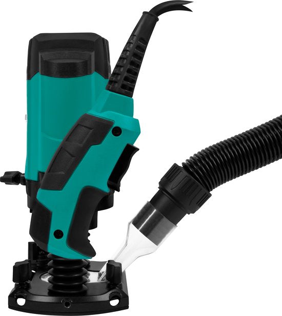 VONROC Oberfräse 1200W - 6-8mm - Variable Drehzahl 16.000 - 30.000 U/min - Inkl. 6-teiligem Oberfrässet, Schablonenführung, Parallelführung und Zentrierstift