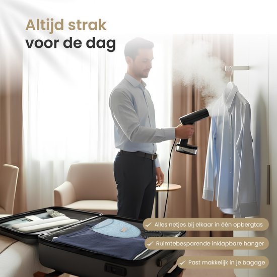 Vapore Clothes Steamer - Handheld Steamer 1640W - mit faltbarem Bügel & Aufbewahrungstasche - Steamer 360ML - Steamer für Kleidung und Möbel - 2.5m Kabel - Travel Kit