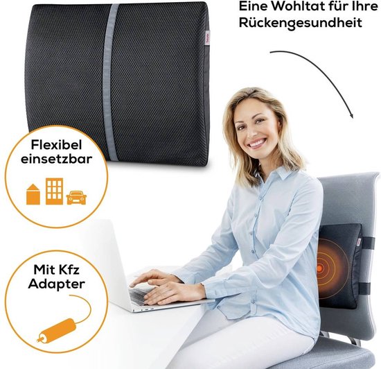 Beurer HK 70 Ergonomisches Wärmekissen für Rücken & Stuhl - Universalbefestigung - Geeignet für Auto & Schreibtisch - Schnelles Aufheizen - Automatische Abschaltung - Ergonomisch