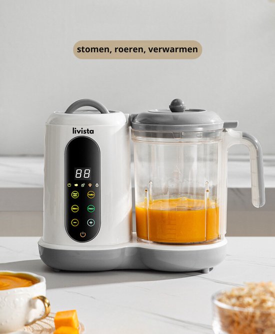 Livista® - Babymixer und Dampfgarer - Großes Fassungsvermögen - Babynahrungsmaschine - Dämpfen, Mixen und Erhitzen - für gesunde Babynahrung