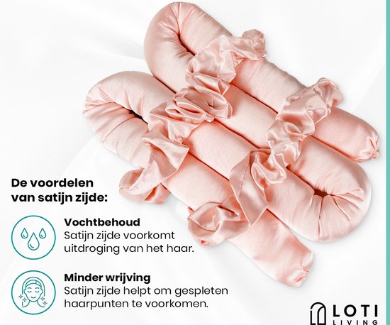 Loti Living Heatless Curls Set - Pink - Hitzefreie Locken ohne Beschädigung - Lockenwickler - Lockenwickler - Locken ohne Hitze - Inklusive 2 Scrunchies