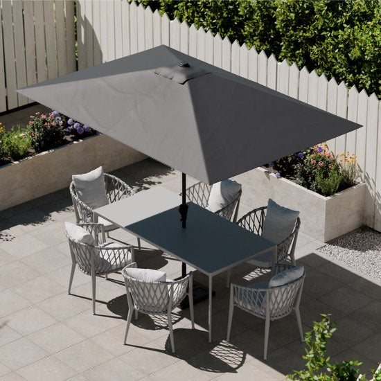 LifeGoods Sonnenschirm - Garten - 200x300cm - 30° neigbar - Wasserdicht - UPF50+ - Dunkelgrau