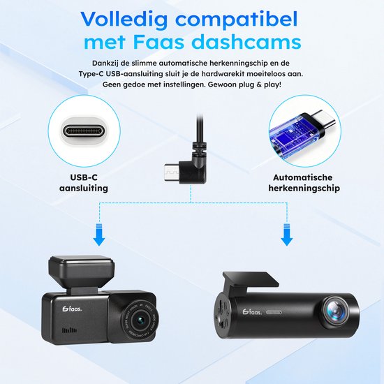 Dashcam Hardwire Kit - 24-Stunden-Überwachung - USB-C Anschluss - Kompaktes Design - Einfach zu installieren - Direkter Batterieanschluss - von Faas