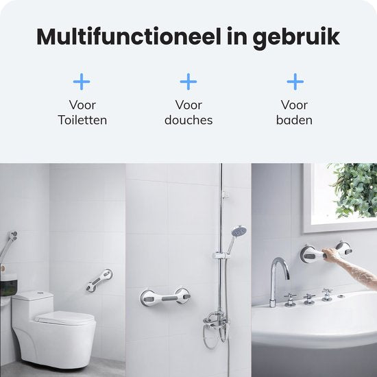 Duschgriff mit Saugnapf - 2 Stück - Geeignet für Dusche und Toilette - Feuchtigkeitsresistent - Griff mit Saugnäpfen - Für klein und groß - Extra sicheres & starkes Modell - 30cm Luft