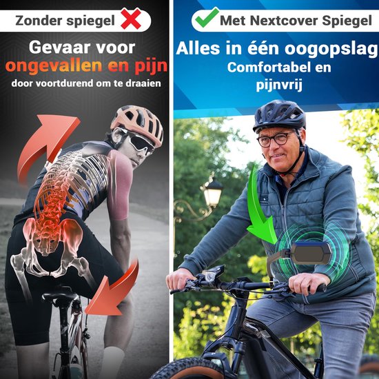 NEXTCOVER® Fahrradspiegel E-Bike rechts mit ProVision Echtglas - Lenker montierter Fahrradspiegel - Fahrradspiegel E-Bike, Rückspiegel Fahrrad und E-Bike