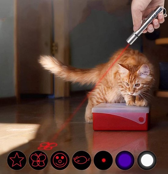 Tech Essentials 7-In1 Laser Pen - Rot - Wiederaufladbar - Muster - UV-Licht - Schweißlicht - Laser Katze - Hund - Katzenspielzeug - Hundespielzeug - Welpe - Katze - 2-Pack