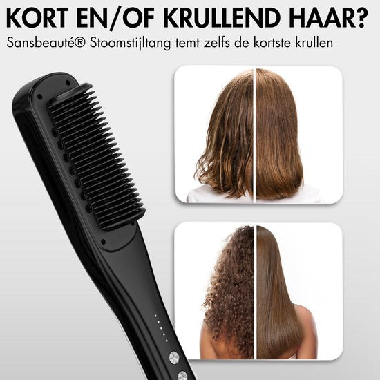 Sansbeauté® Steam Straightener PRO - Dampfglätter - Professionelles Glätteisen 5.0 - Dampfglätter - Schwarz