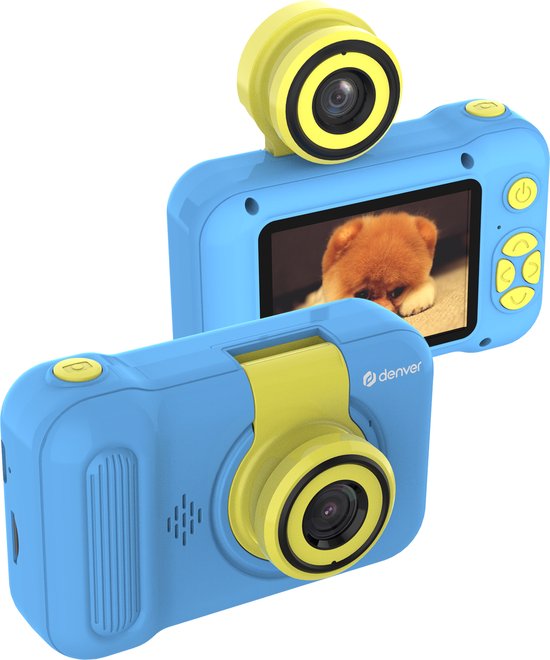 Denver Kinderkamera Full HD - Flip-Objektiv für Selfies - 40MP - Digitalkamera Kinder - Foto und Video - Spiele - KCA1351 - Blau
