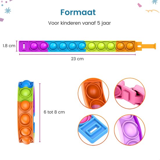 Partizzle 24x Fidget Toys Pop It Armbänder Kit - Armbänder Handout Geschenke - Graduation Treat Geschenke - Für Kinder & Kleinkinder