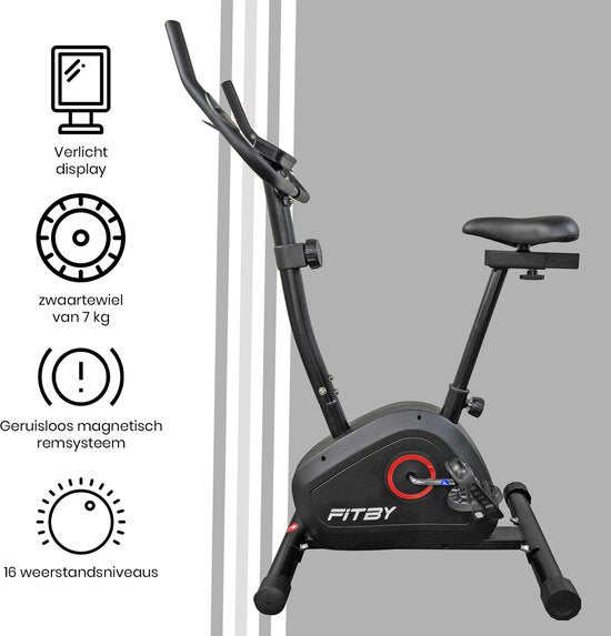 Fitby Heimtrainer - Heimtrainer - Heimtrainer Fitness - 8 Widerstandsstufen - Mit Herzfrequenzfunktion - 100 KG - Schwarz