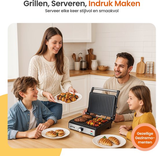 Goliving Toasti Machine XL - Kontaktgrill - Toasti Eisen - 29 x 23 cm - Panini Grill - Kompakt - Einstellbare Temperatur - Schwarz