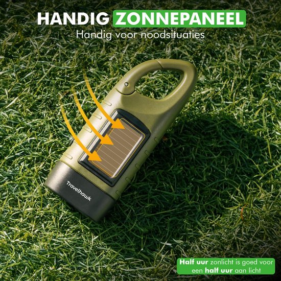 Travelhawk Rückspulbare Taschenlampe - Led Pinch Cat mit Dynamo - Manuell ohne Batterie aufladbar - Notfallset