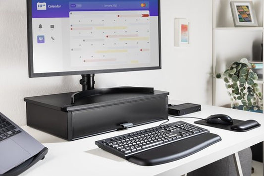 Kensington UVStand™ Monitorständer mit UVC-Sterilisationsfach/Aufbewahrungsschublade - Schwarz