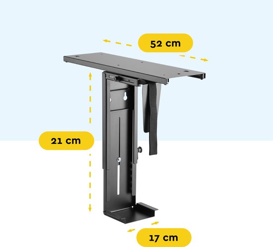 BRASQ Universal CPU-Halterung - Verstellbar - 360-Grad-Drehung - Kapazität 10 KG - 53x18x22 cm (LxBxH) - Schwarz