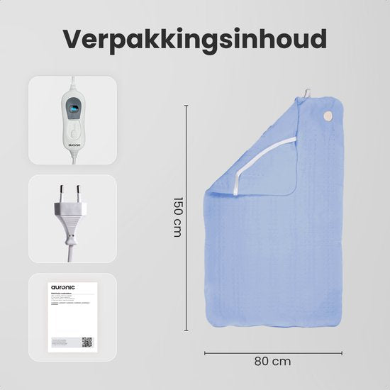 Auronic Electric Blanket - 80x150cm - 1 Person - mit Eckgummis - Heizdecke - Blau