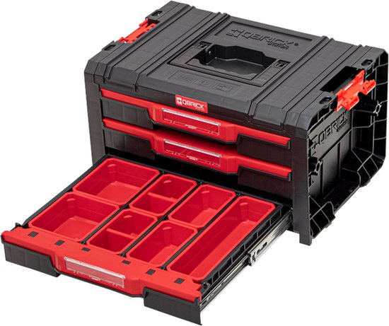 Qbrick System - PRO Drawer 3 Toolbox 2.0 Expert - 450 x 310 x 244 mm - Schwarzer PP-Kunststoff - Modularer Werkzeugkasten mit 3 Schubladen - Ultimative Werkstattorganisation