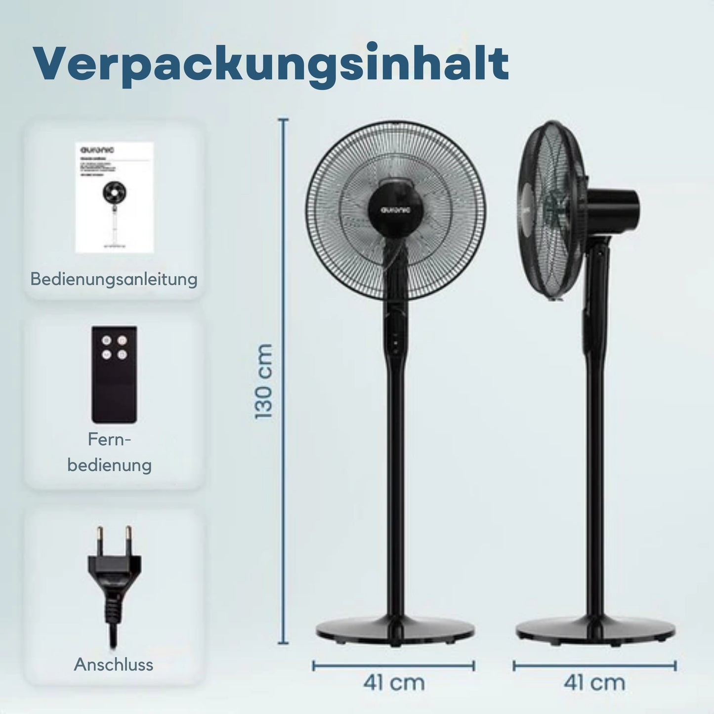 Auronic Stativventilator - Standventilator - Luftkühler - Boden- und Tischventilator - 3-in-1 - 12 Geschwindigkeiten - Leise - Mit Fernbedienung - Schwarz