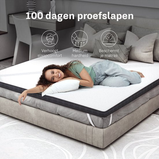 CozySense® - Topper 140x200 - Top-Matratze - Matratzenauflage - Top-Matratze - 100 Tage Probeschlaf - Memory Foam mit kühlendem Gel - Topper-Matratze - CertiPUR® zertifiziert - Mittlere Festigkeit - 8 CM dick - Waschbarer Bezug inklusive