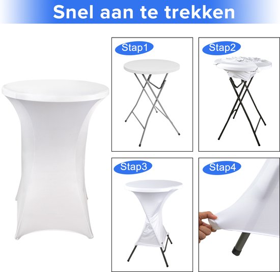 Saaf Bartable Rock Set - 4 Stück - ∅80-85 x 110cm - Bartable Bezug - Waschbar und elastisch - Weiß