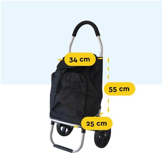 BRASQ Einkaufswagen - 45 Liter - Einkaufswagen mit Kühlfach - faltbar - wetterfest - bis zu 35KG - Aluminiumrahmen