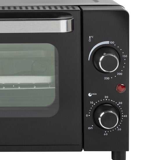Tristar Camping Backofen OV-3615 - Backofen 10 Liter - 800 Watt - Freistehender kleiner Backofen mit Zubehör - Einstellbarer Thermostat: 100⁰ bis 230⁰ - Geeignet für Camping - Inklusive Backblech, Grillrost und Griff - Schwarz