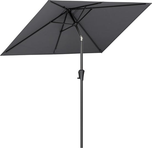 LifeGoods Sonnenschirm - Garten - 210x140cm - 30° neigbar - Wasserdicht - UPF50+ - Dunkelgrau