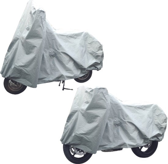 Dunlop Motorrad- und Rollerabdeckung - Universelle Roller- und Motorradabdeckung - Geeignet für Windschutzscheibe - Motorradabdeckung Wasserdicht Outdoor - 246 x 104 x 127 cm - Kunststoff - Grau