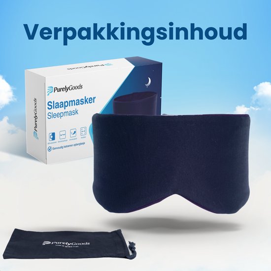 PurelyGoods® Schlafmaske - Augenmaske - Verdunkelung - Schlafmaske - Männer und Frauen - Baumwolle - Dunkelblau