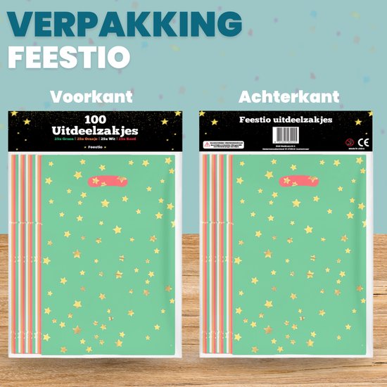 Feestio Sharing Bags 100 Stück - 17 x 25 cm - Bonbontüten - Leckerli-Tüten Kinderparty - Geschenktüten - Geburtstag