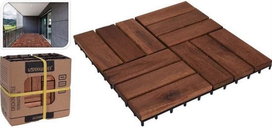 Terrassenfliesen Akazienholz Set 9 Stück - 30x30cm - Gartenfliesen