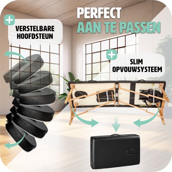 Mobile Massageliege - Abdeckung 5cm - 2 Zonen + Tragetasche schwarz