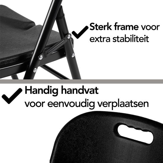 Brixy Klappstühle - 4er-Set - Klappstuhl-Set - Heavy Duty - Wetterfest - Klappstühle - 47 x 54 x 87 CM - Schwarz