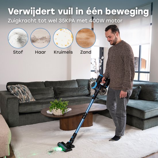 Ølven Stabstaubsauger CleanMax - Kabellos - 400W - Staubbuster - 55Min Akku - Beutelloser Staubsauger - Aroma Funktion