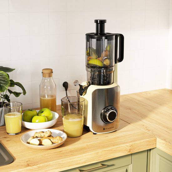 KitchenBrothers Slowjuicer - Vertikal - Entsafter - Gemüse- und Obstpresse - 126 mm - 750 ml - Champagner