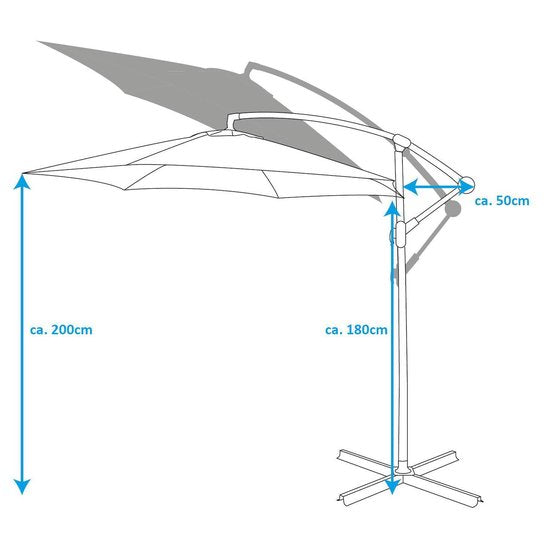 Lifetime Garden Floating Parasol mit Fuß - Sonnenschirm kippbar - ⌀300 x 300 cm - Balkon Sonnenschirm mit Tilt-Up System - Einstellbar bis 3 Meter Höhe - Champagner Sonnenschirm