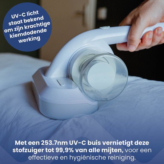 Nexxt Milbenstaubsauger mit UV-C Licht Sterilisation - Matratzenreiniger - Hausstaubmilbenstaubsauger - Doppelfiltersystem vernichtet 99,9% Milben - 300W