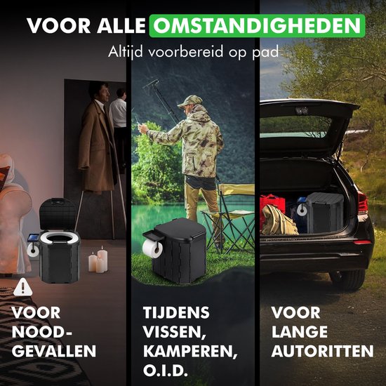 Travelhawk Campingtoilette - Toiletteneimer - Tragbar & faltbar - Inklusive 12 biologisch abbaubaren Beuteln und 10 Absorptionsbeuteln - Ideal für Camping, Festivals & im Freien