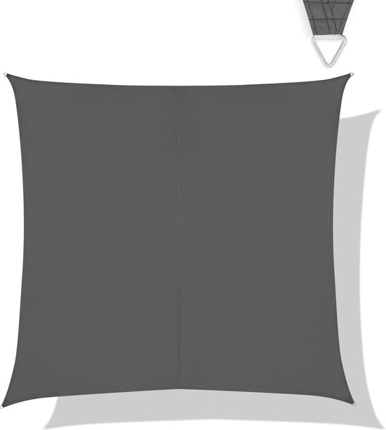 VONROC Premium Schattentuch - Quadratisch - 360x360 cm - Wasserabweisend - Grau - Inklusive Aufbewahrungsbeutel und Befestigungsschnur