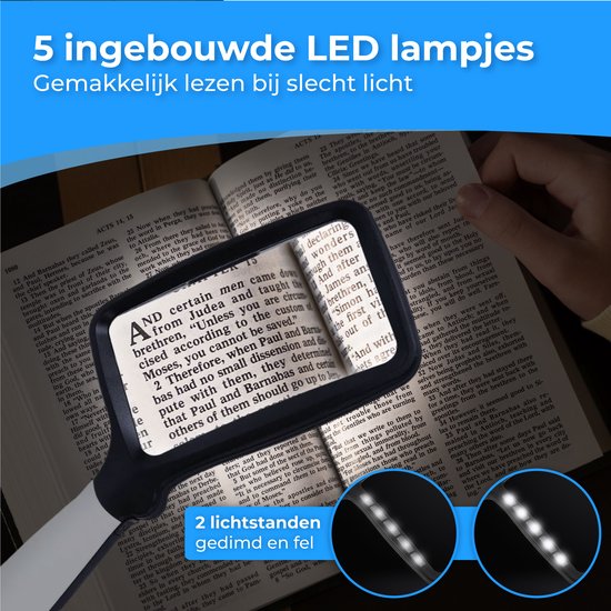 Nuvance - Lupe mit Beleuchtung - Vergrößerungsspiegel - Lupenleuchte mit LED-Beleuchtung - Leselupe für Erwachsene und ältere Menschen