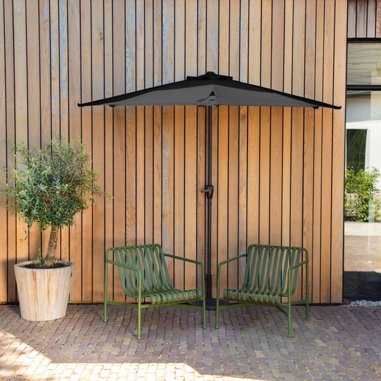 VONROC Premium Sonnenschirm Magione - Strapazierfähiger Balkonsonnenschirm - halbrund 270x135cm - UV-beständiges Tuch - Anthrazit/Schwarz - inkl. Schutzhülle
