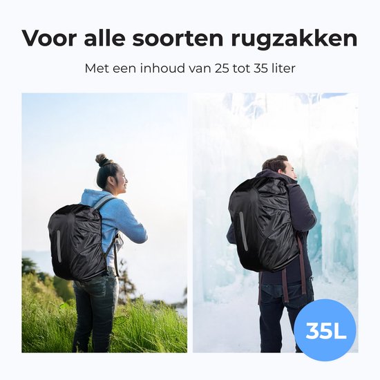 Regenhülle Rucksack - 100% wasserdicht - Rucksack - Flugtasche für Rucksack - Schultasche - 25 bis 35 Liter