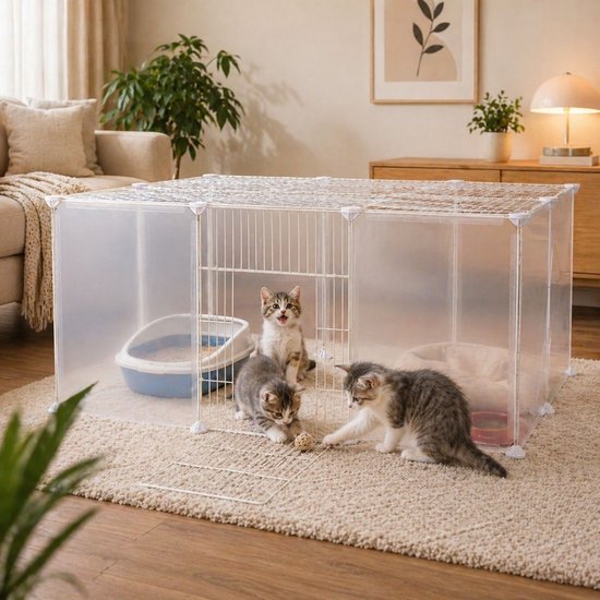 Ceruzo Tierauslauf 12 Paneele - modular - mit Tür - für Kleintiere